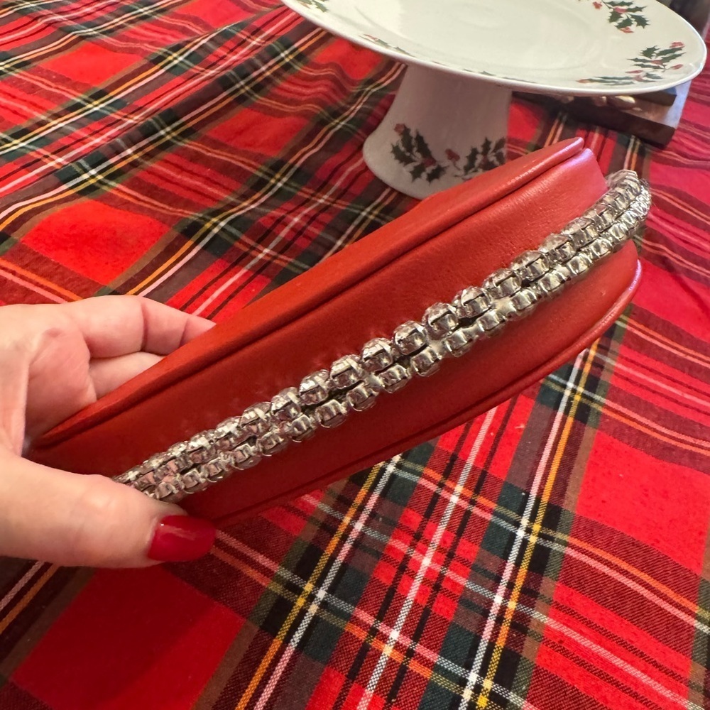 Heart-Shaped Bag with Rhinestone Handle - Picture 4 of 9